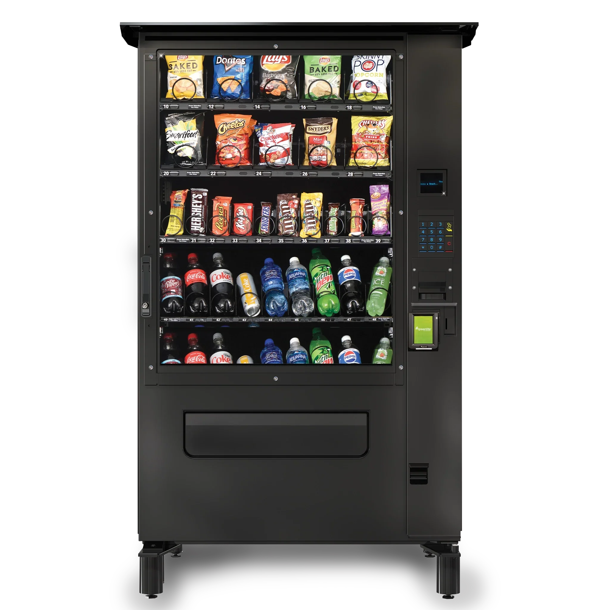 Outdoor-rated weather-sealed vending machine for patios and pool areas